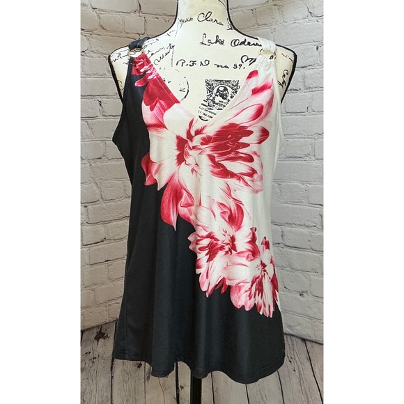 Women’s Floral Print Ring V-Neck Tank Top (Size L) - Picture 1 of 10